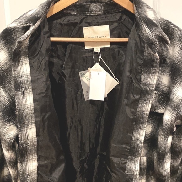 Lined Shacket Plaid Black & White NWT  Thread & Supply - Picture 4 of 11